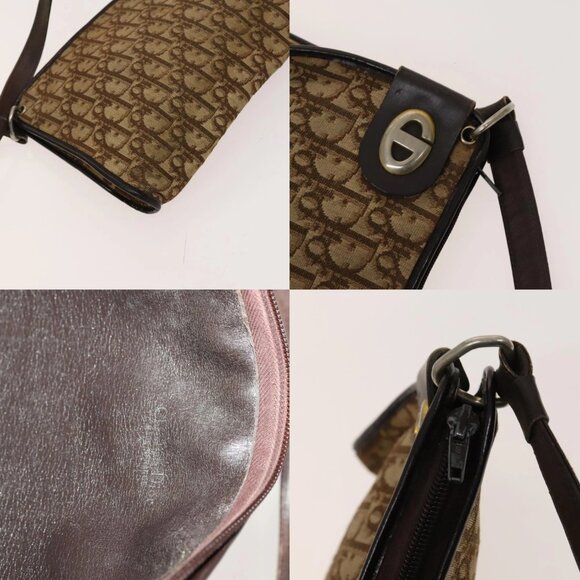 Christian Dior Trotter Canvas Shoulder Bag Brown Gold Auth 124990 - Picture 13 of 14